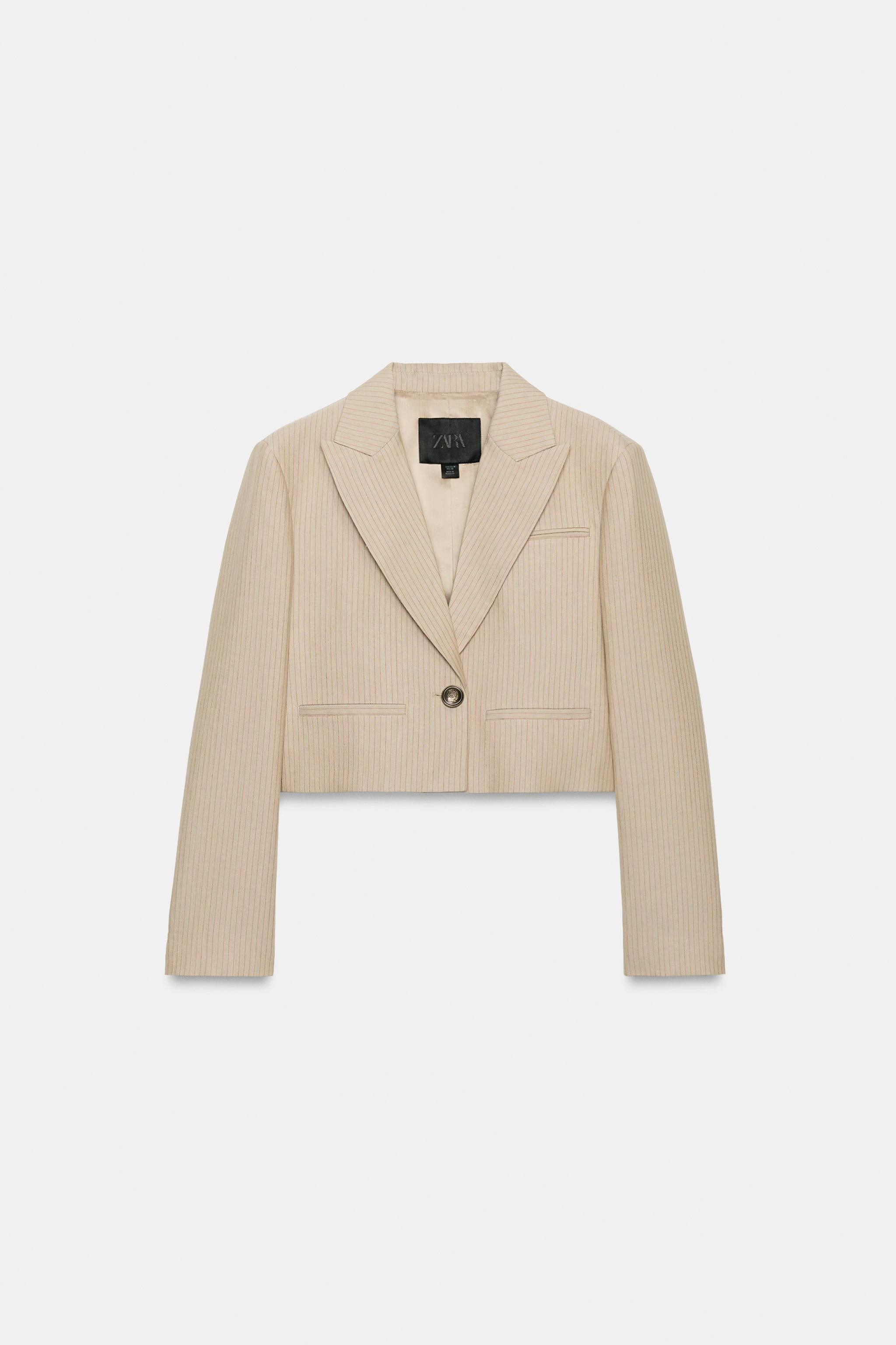 ZARA WOMAN COLLECTIONBlazer made with 28% linen yarn. Lapel collar and long sleeves with vented c... | Zara US
