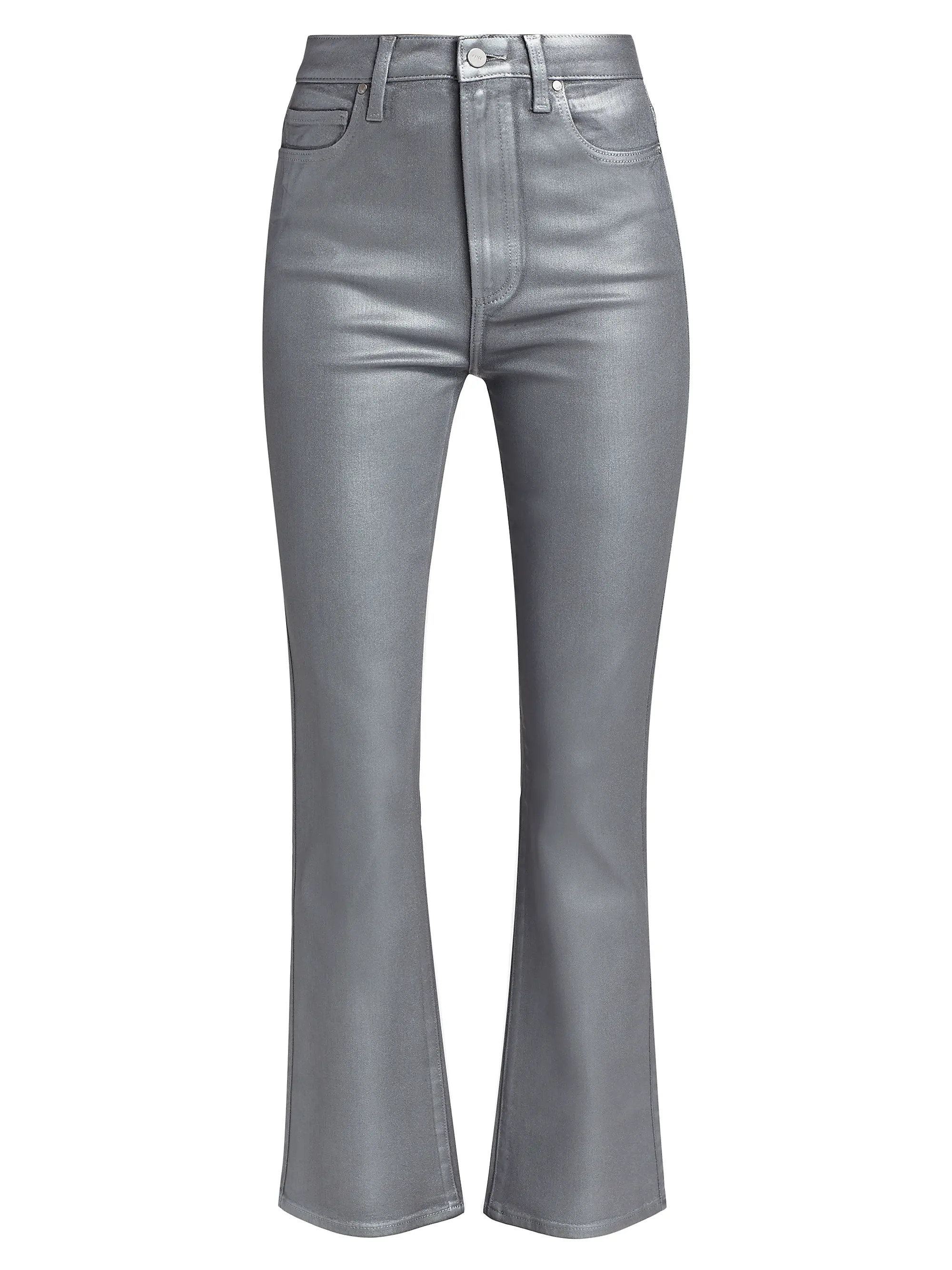 Claudine Metallic High-Rise Stretch Cropped Flare Jeans | Saks Fifth Avenue