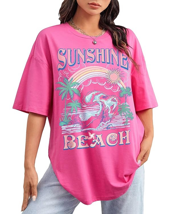 SOLY HUX Women's Graphic Tees Cute Print Short Sleeve Tee Preppy Clothes Casual Vintage Summer Ov... | Amazon (US)