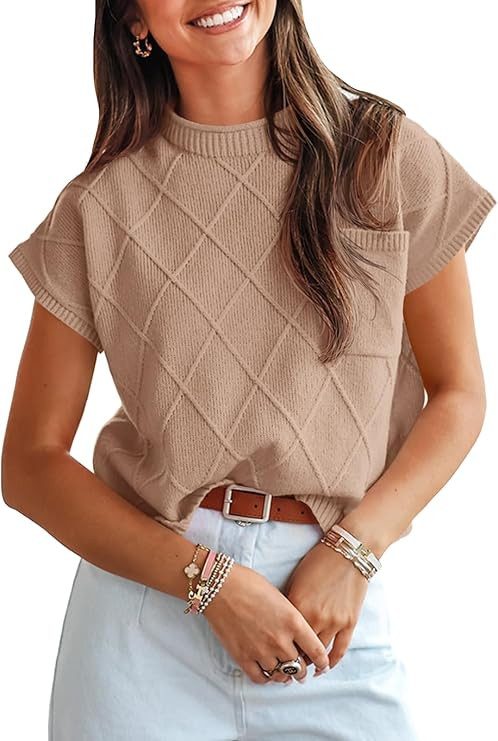 Saodimallsu Women's Mock Neck Cap Sleeve Sweater Vest | Amazon (US)