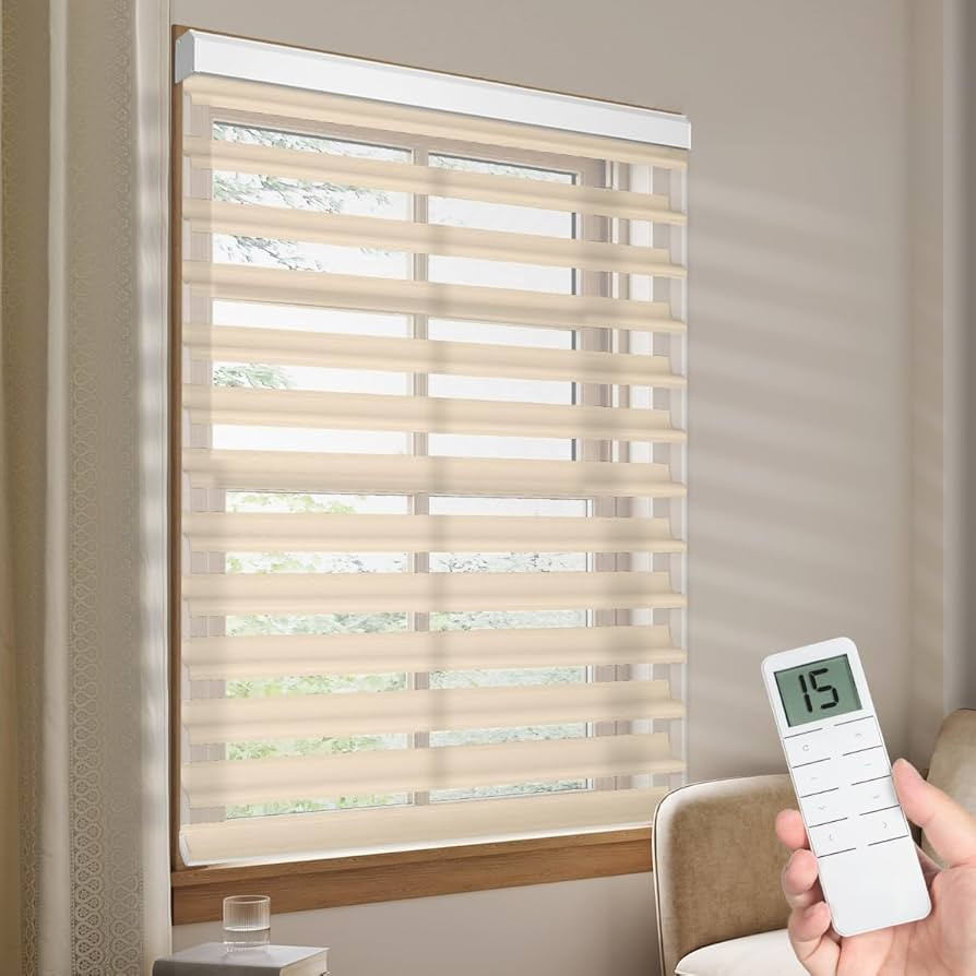 Motorized Sheer Shade with Remote Control, Light Filtering Electric Roller Blind Compatible with ... | Amazon (US)