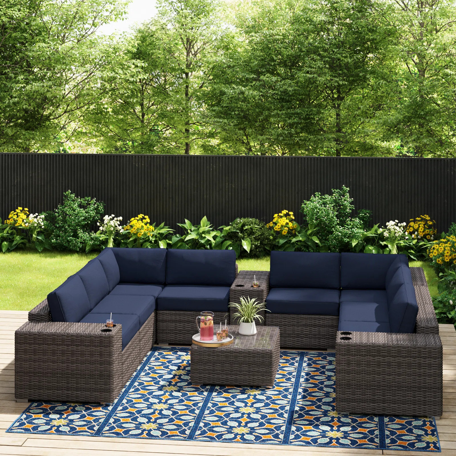 Lazaro Wicker Fully Assembled 12 Piece Seating Group with Cushions | Wayfair North America