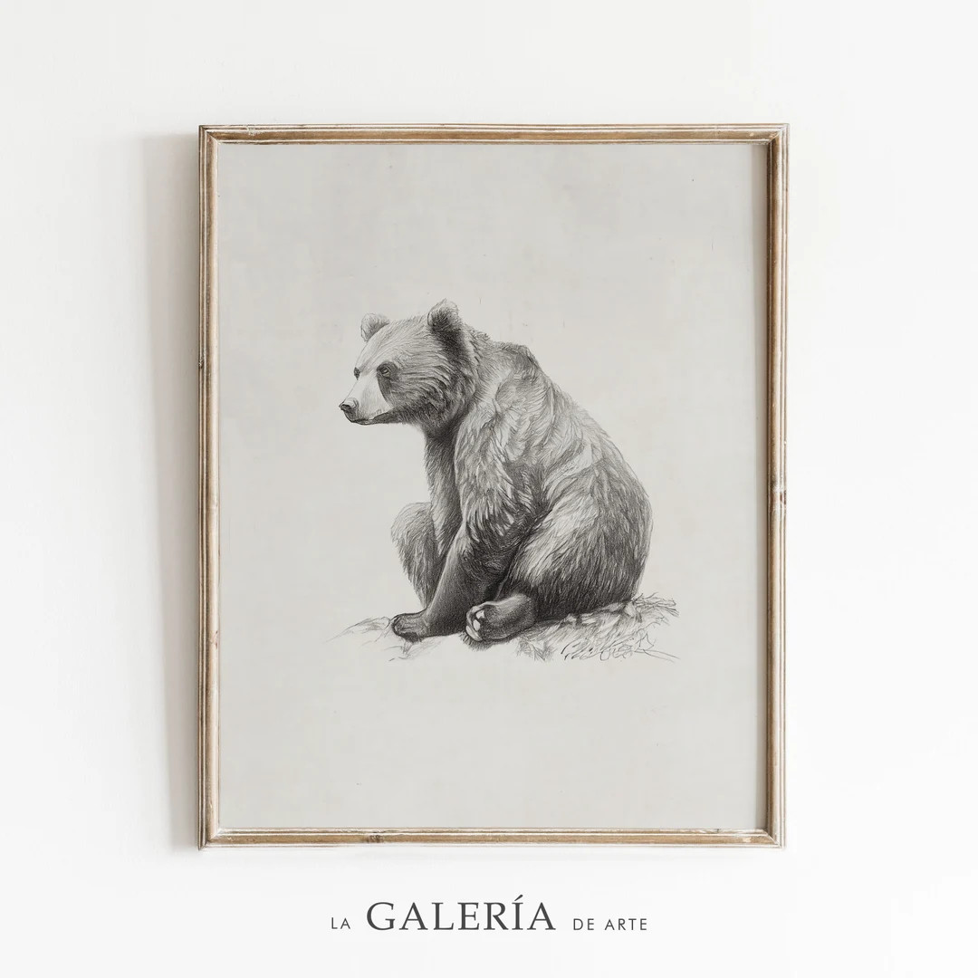 Bear Sketch Print | Animal Drawing | Neutral Nursery Art - Etsy | Etsy (US)