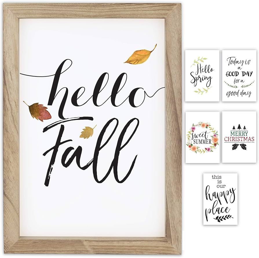 Farmhouse Wall Decor Signs For Fall And Christmas Decorations With Interchangeable Sayings - Rust... | Amazon (US)
