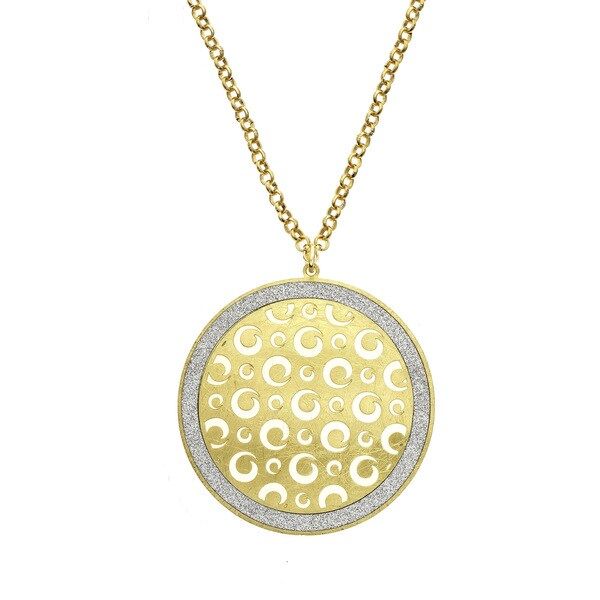 Isla Simone - Gold Tone Dial Swirl Cutout Circle Pendant Necklace | Bed Bath & Beyond