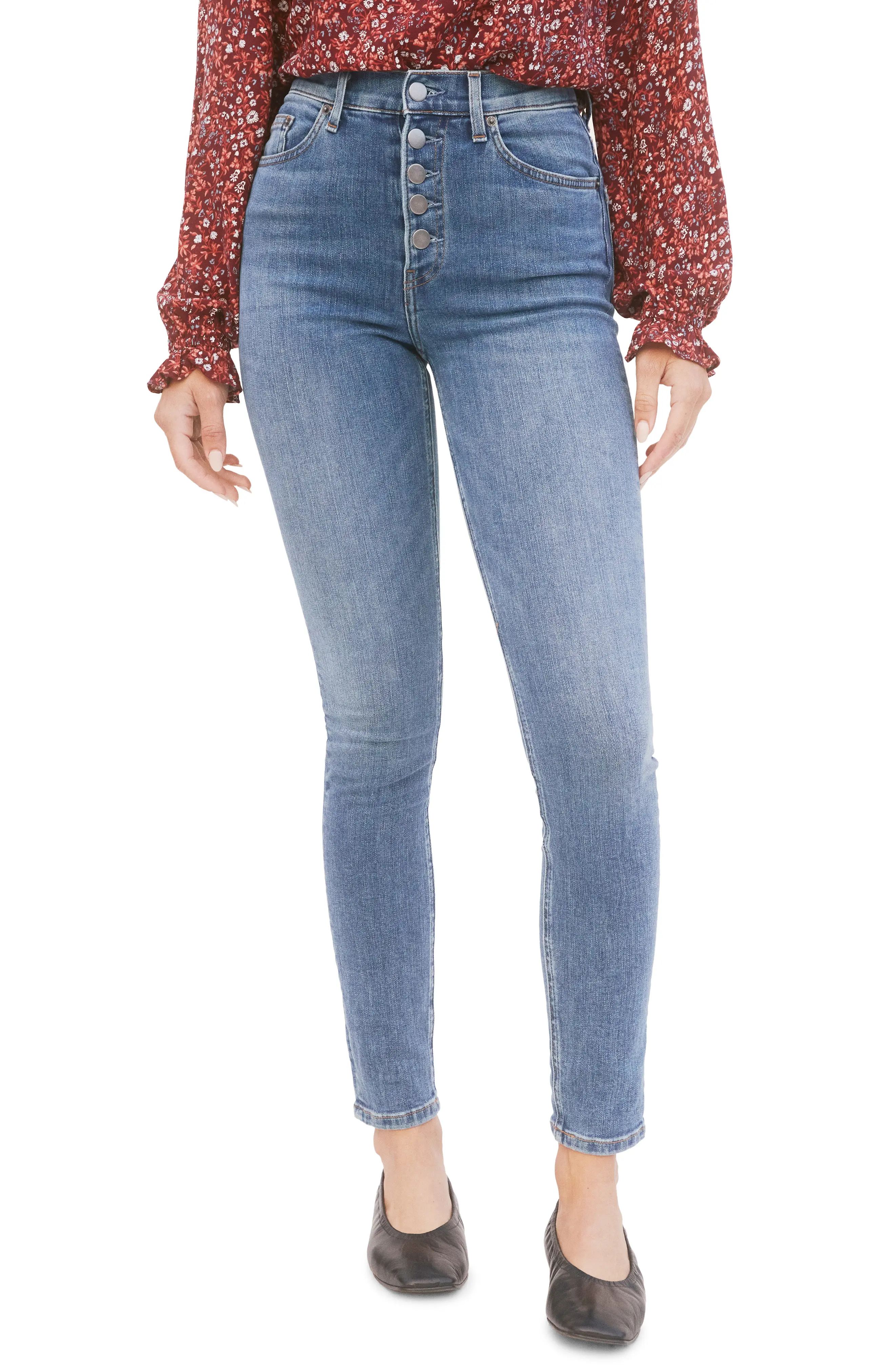 Women's Reformation Harper High & Skinny Jeans, Size 25 - Blue | Nordstrom