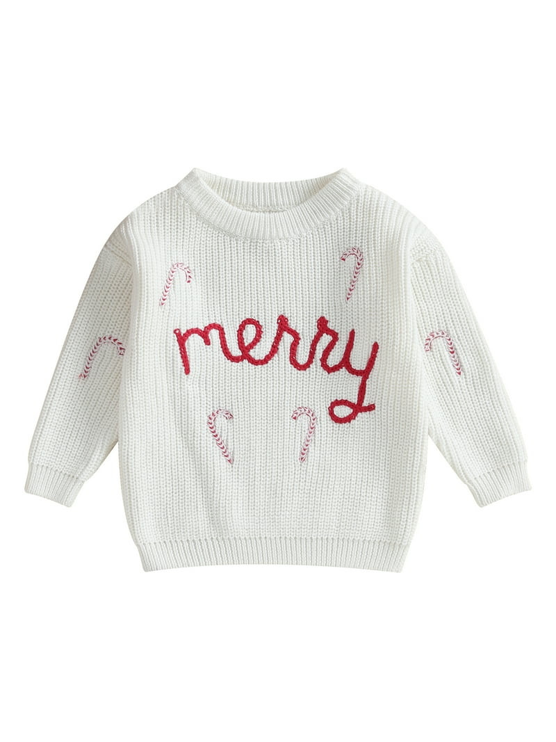 Bslissey Little Girls Boys Christmas Knit Sweater Long Sleeve Letter Embroidery Pullover Tops Tod... | Walmart (US)