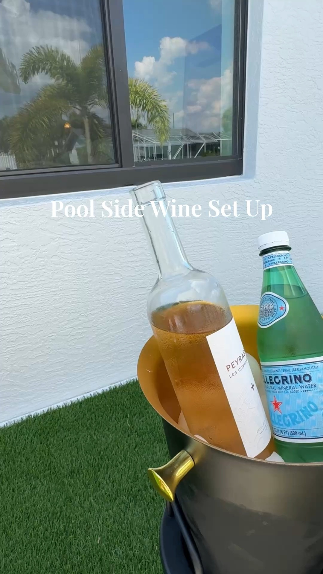 The ultimate pool side set up: cold wine, hydration, and a charging phone (why is mine always dead) 

but seriously, this portable charger comes in so useful all the time! I originally purchased it for plugging in lamps around Grazing Haus but it’s also come in handy during hurricane season. 

Honestly, there’s no other place. I’d rather be for happy hour than my house and my wine stand is so fun and just makes my at home experience that much more bougie and special. 🤣🥹 

Do not be like me and wait a year to purchase these Lounge chair covers! I didn’t include it, but I am disgusted at how much pollen is sitting on the covers. They are truly saving my chairs. Unfortunately, my wood is showing signs of rain and sun damage - I wish I would’ve covered them from the beginning! ￼

Here’s to a happy poolside lounging. 