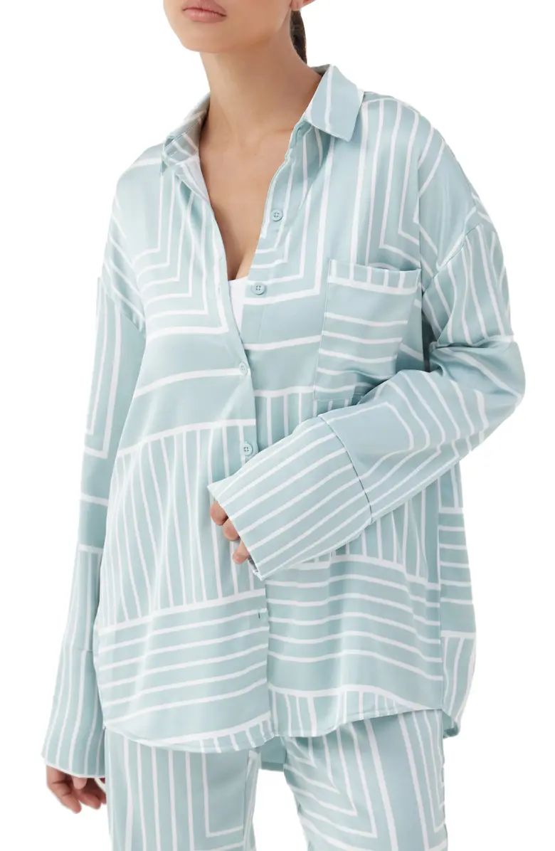 4th & Reckless Norma Geometric Stripe Oversize Shirt | Nordstrom | Nordstrom