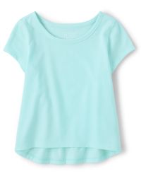 Baby And Toddler Girls High Low Basic Layering Tee - softmarine | The Children's Place