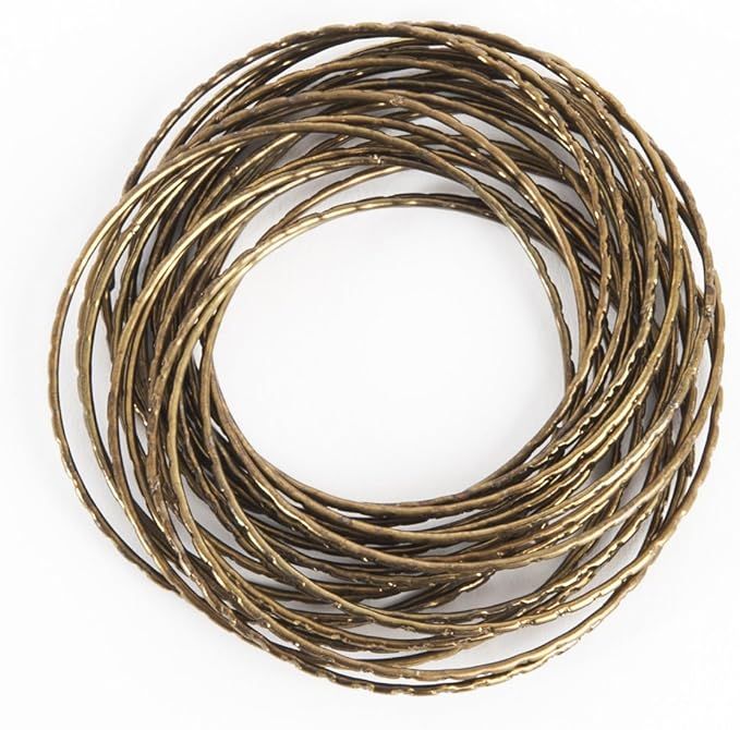 SARO LIFESTYLE Sparkles Collection Gold Shimmer Bangle Design Metal Napkin Ring, 2.5" x 2.5", Bro... | Amazon (US)