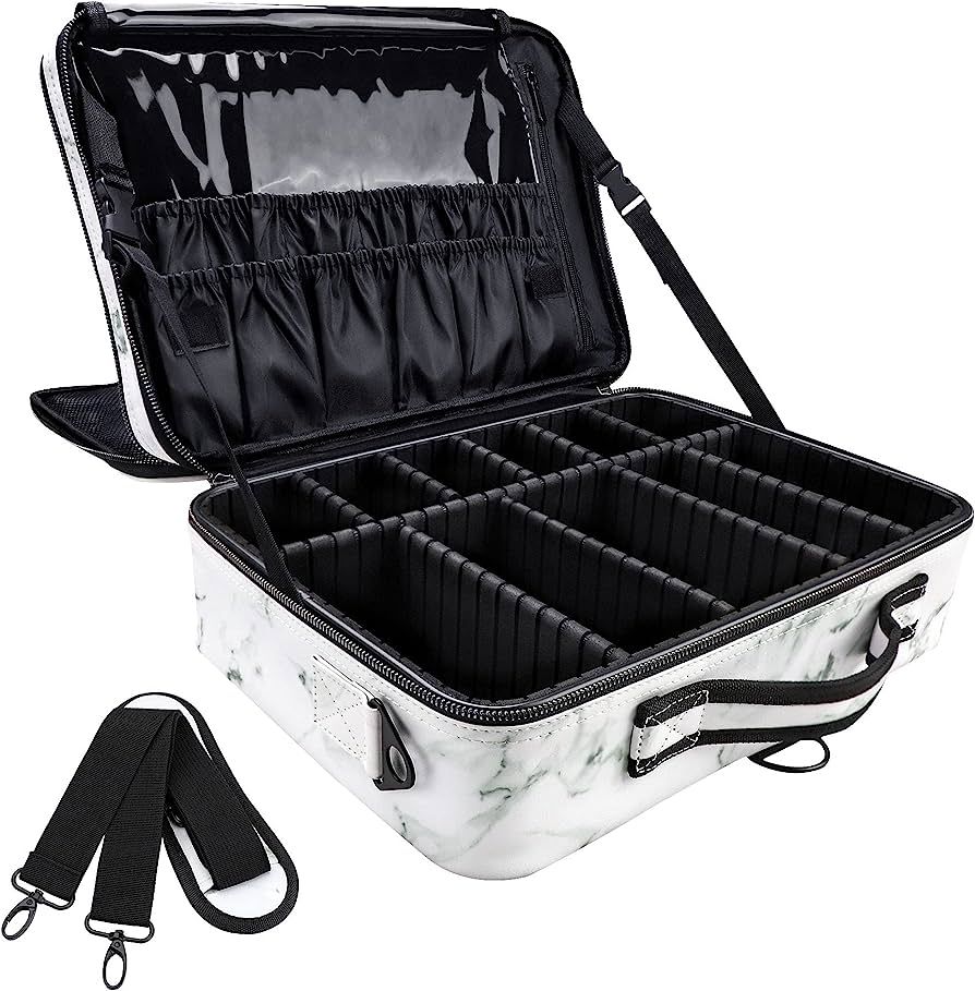 JOURMON Makeup Case Travel Makeup Train Case Organizer Cosmetic Bag Portable with Adjustable Divi... | Amazon (US)