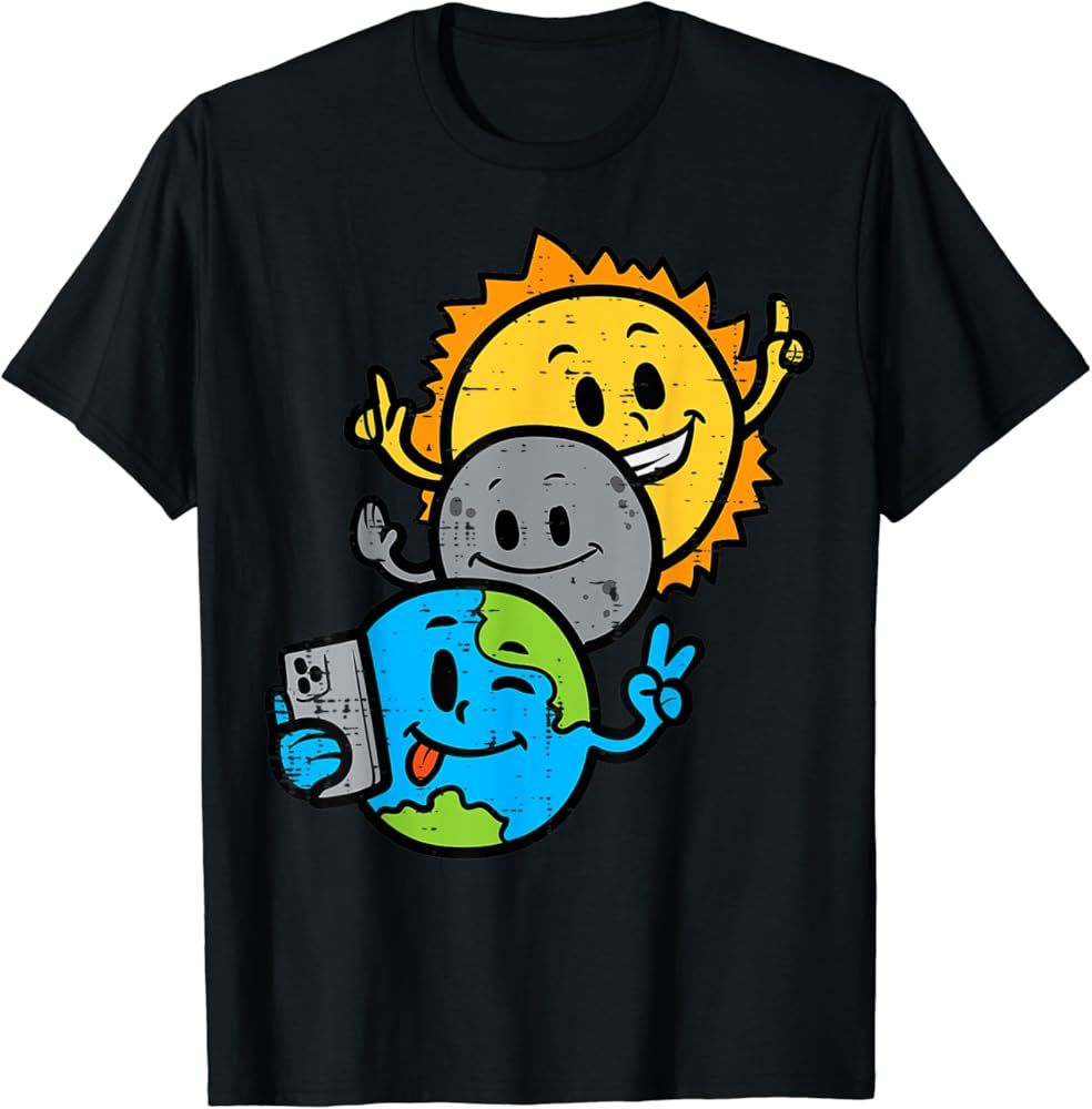 Selfie Earth Moon Sun Funny Total Solar Eclipse 2024 Kids T-Shirt | Amazon (US)