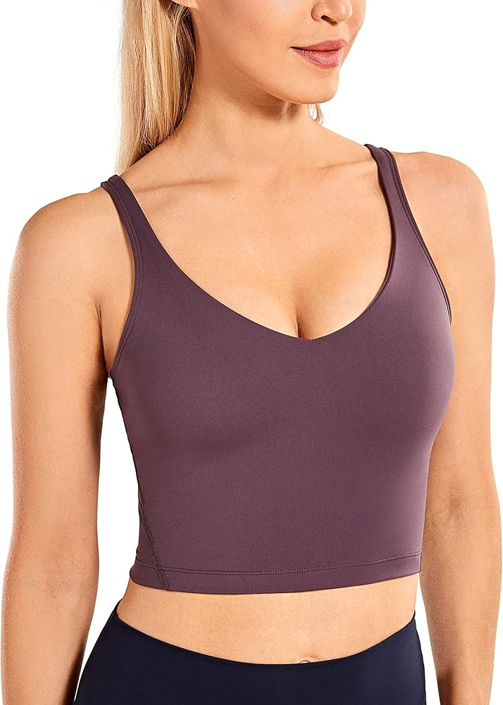 CRZ YOGA Women's Longline Sports Bra Wirefree Padded Yoga Bras Workout Running Crop Tank Tops | Amazon (US)