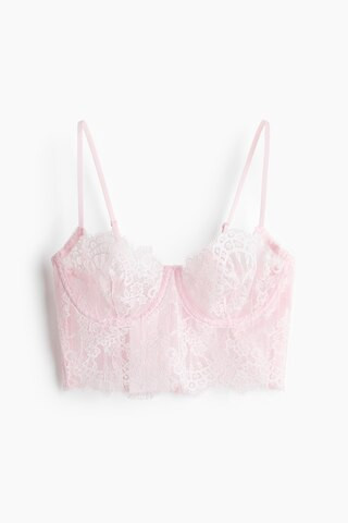 H & M - Lace Bustier - Pink | H&M (US + CA)
