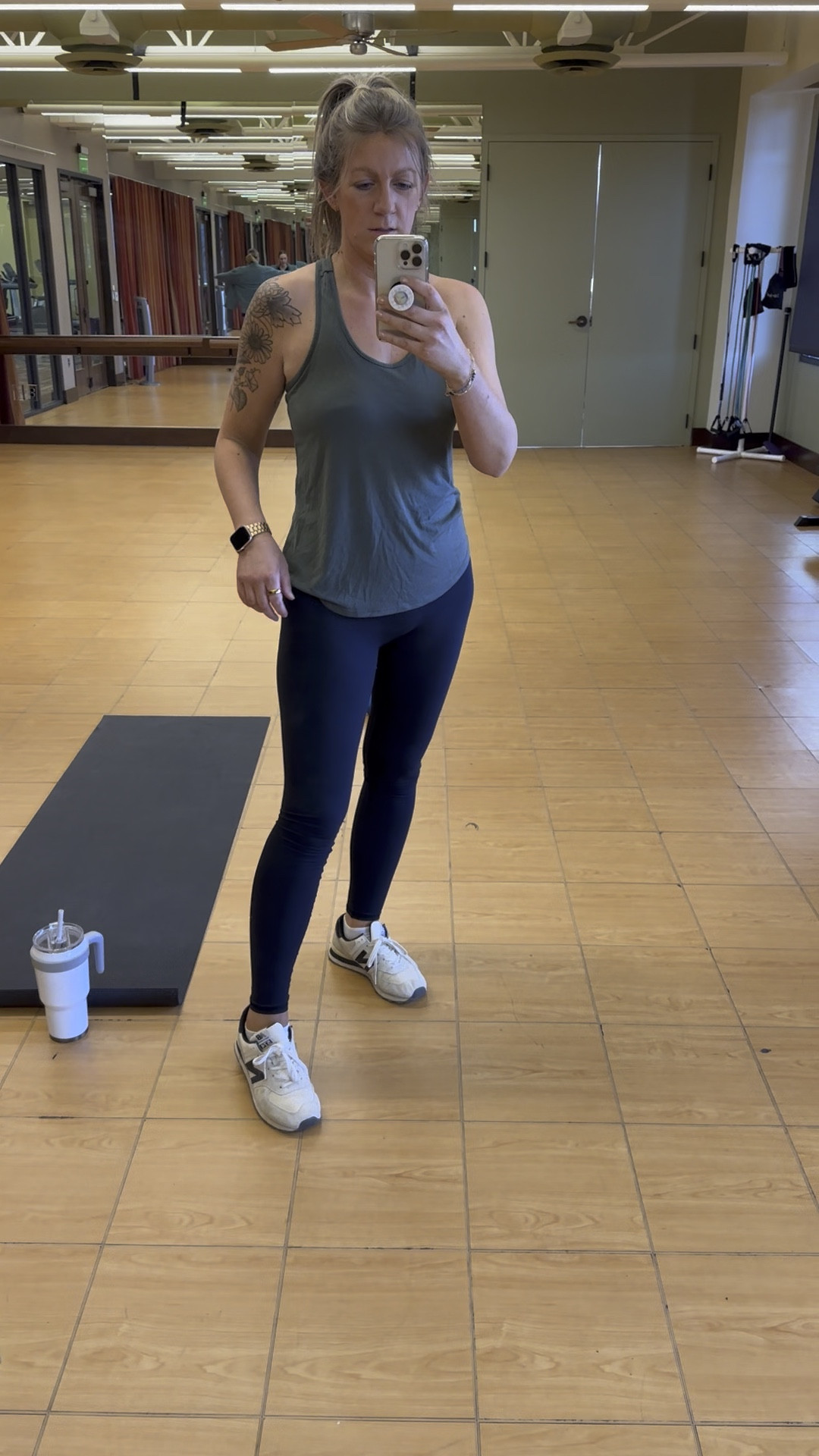 Leggings are large 31” (28” would be better for me) Large in tank. My sneakers color combo is sold out but linked the style. Size up one, run small (also linked men’s) 

#LTKFitness #LTKActive #LTKMidsize