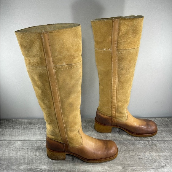 Vintage Shearling Wool Women’s Brown Campus Riding Winter Snow Leather Boots 8 | Poshmark