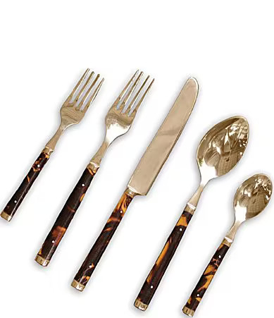 Beatriz Ball Vida Tortoise And Gold 5-Piece Stainless Steel Flatware Set - Gold | Dillard's