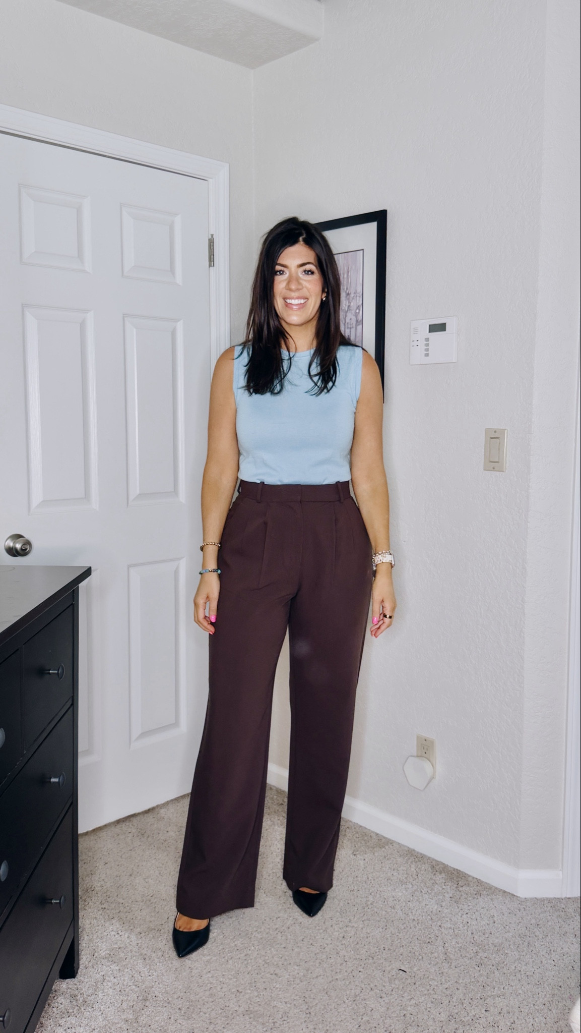 My favorite work pants- pants 1
I wear a 30 curvy long in these
The also come in regular fit and linen 

#LTKMidsize #LTKTall #LTKWorkwear
