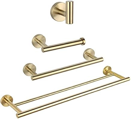 Bathroom Hardware Set 4 Pieces Brushed PVD Zirconium Gold SUS 304 Stainless Steel Bathroom Hardwa... | Amazon (US)
