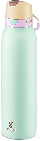 Amazon.com: Meoky 24 oz Slim Insulated Water Bottle: Leak Proof Locking Lid, 2-in-1 Straw and Spo... | Amazon (US)