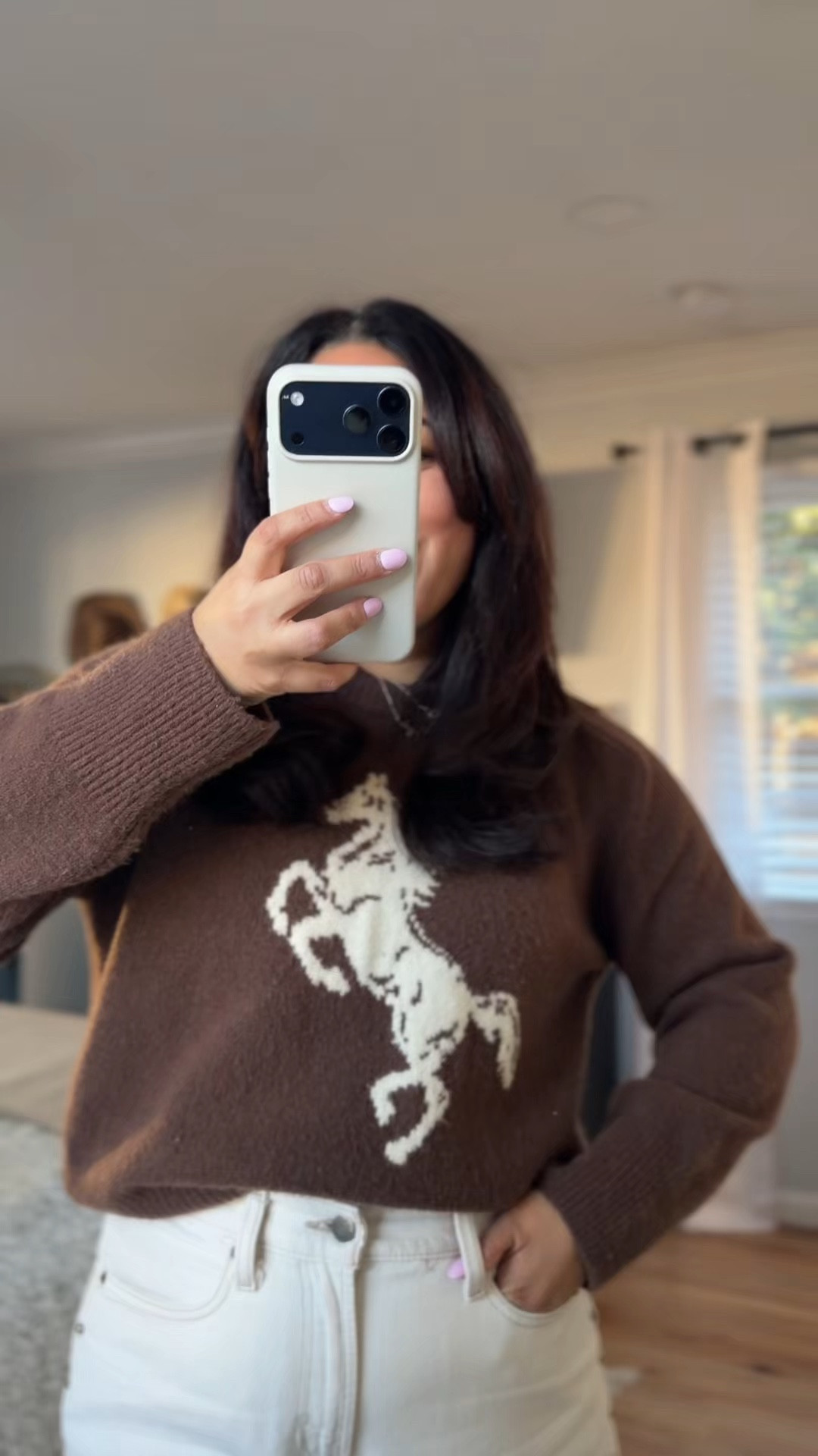 Effortless, casual everyday outfit that’s perfect for running errands, weekend plans, or a cozy fall day. I styled these Old Navy studded wide-leg jeans with the cutest Abercrombie horse sweater for a fun, relaxed vibe. Finished the look with my go-to New Balance sneakers for all-day comfort.

If you love an easy, throw-on-and-go outfit that still feels put together, this combo is it. Great for casual street style, neutral wardrobe lovers, and anyone wanting a trendy but comfy outfit. Linking everything below! 

 #LTKootd #LTKSaleAlert #LTKFindsUnder50