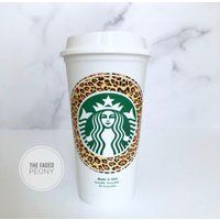 Leopard Starbucks Cup, Tumbler, Custom Personalized Coffee Reusable Cup | Etsy (US)