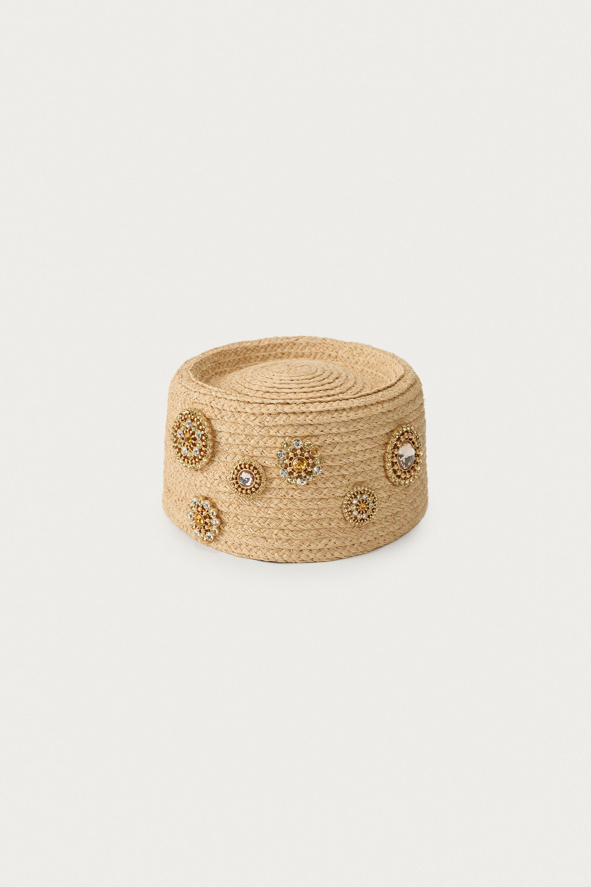 100% RAFFIA HEADPIECE WITH BROOCHES MARISA BERENSON X ZARA | Zara US