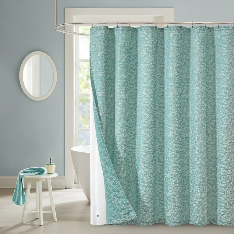 Better Homes & Gardens Aqua 14 Piece Jacquard Slub 72"x72" Shower Curtain Set with Polyester Line... | Walmart (US)