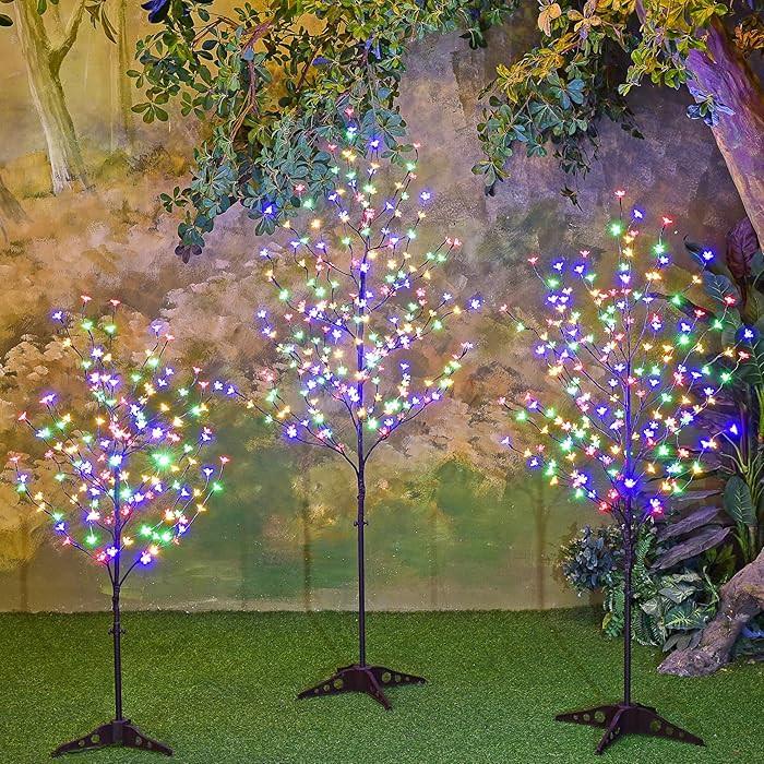 Lightshare Lighted Cherry Blossom Tree, 4FT, 5FT and 6FT, Pack of 3, Warm White to Multicolor, De... | Amazon (US)