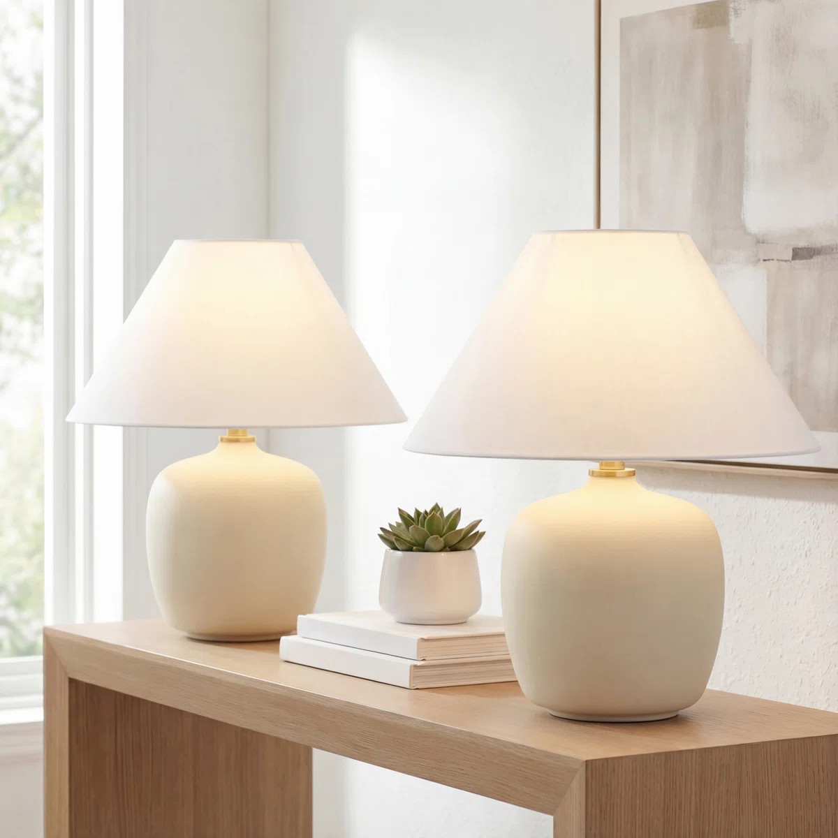 Delphi 18.25" Minimalist Scandinavian Resin/Iron LED Table Lamp (Set of 2) | Wayfair North America
