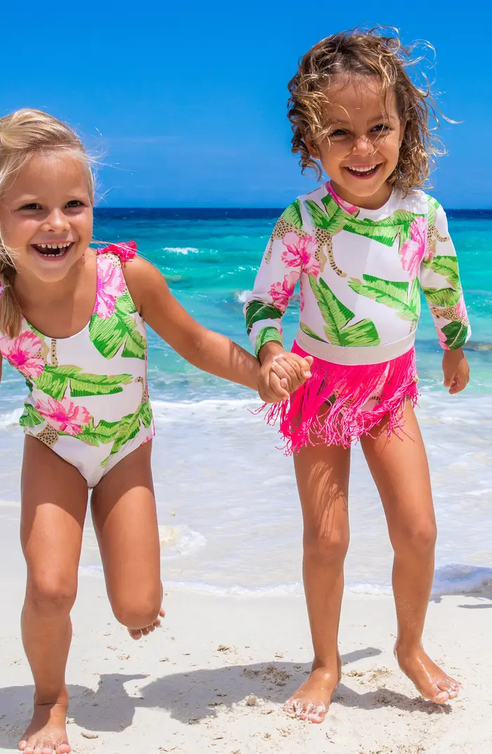 Shade Critters Kids' Long Sleeve One-Piece Swimsuit with Fringe Skirt Set | Nordstromrack | Nordstrom Rack