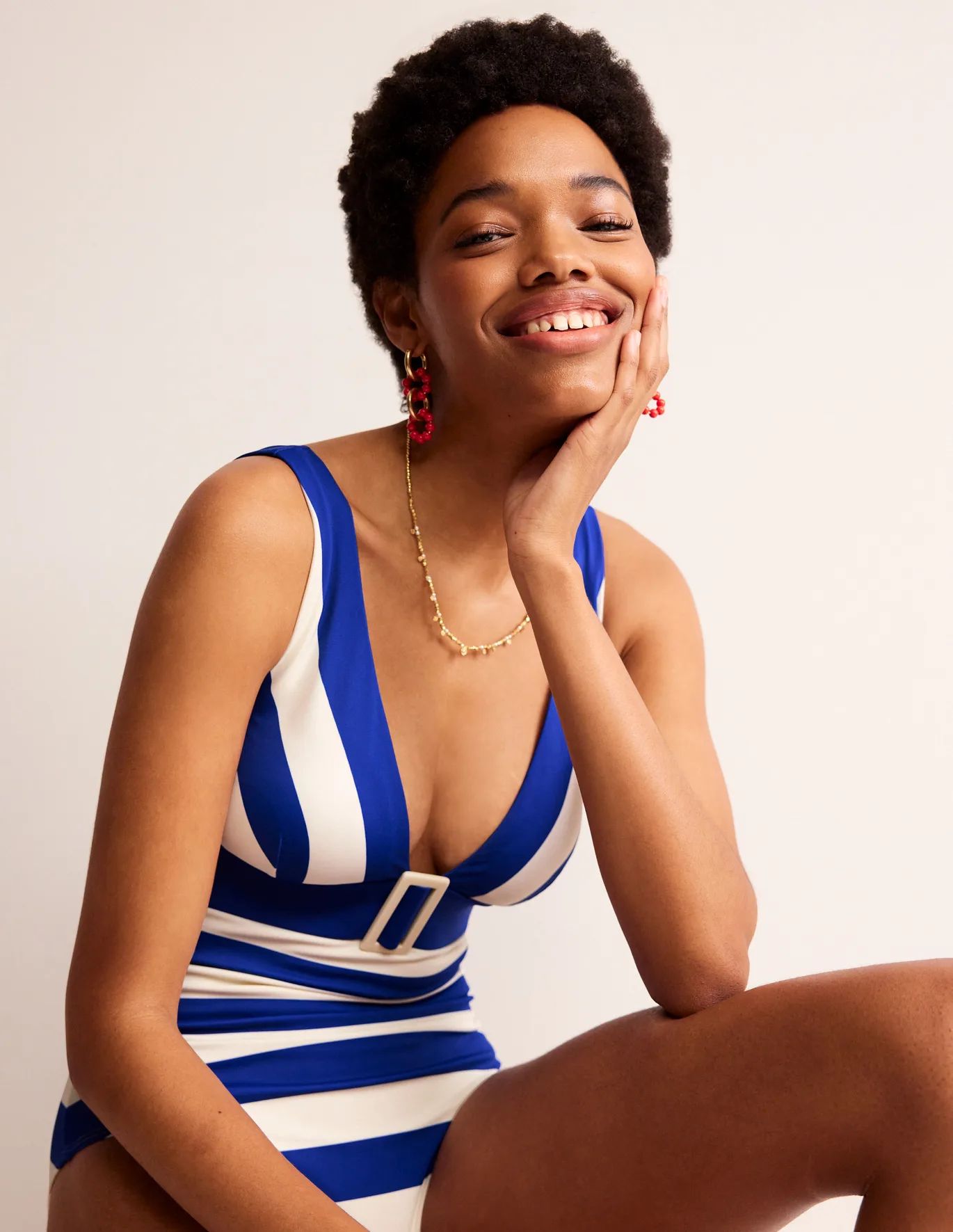 Resin Buckle V-neck Swimsuit | Boden (US)