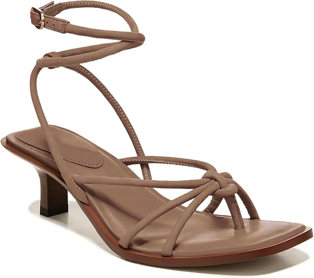 Coutgo Womens Strappy Heels Sandals Thong Gladiator Square Open Toe Low Kitten Heeled Criss Cross... | Amazon (US)