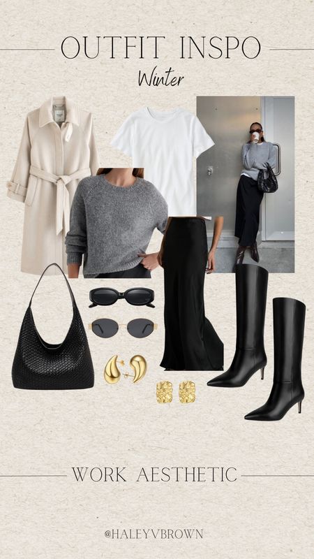 Silver Chunky Earrings, Gold Chunky Earrings, Black Midi Skirt, Fall Midi Skirt, Fall Midi Skirt Oufit, Rectangle Sunglasses, Fall Outfit, White Handbag, Neutral Accessories, Fall 2023 Outfit, Satin Midi Skirt, black calf boots, leather boots, oval sunglasses, trench coat, Abercrombie coat, grey sweater, white t shirt

#LTKstyletip #LTKshoecrush #LTKSeasonal