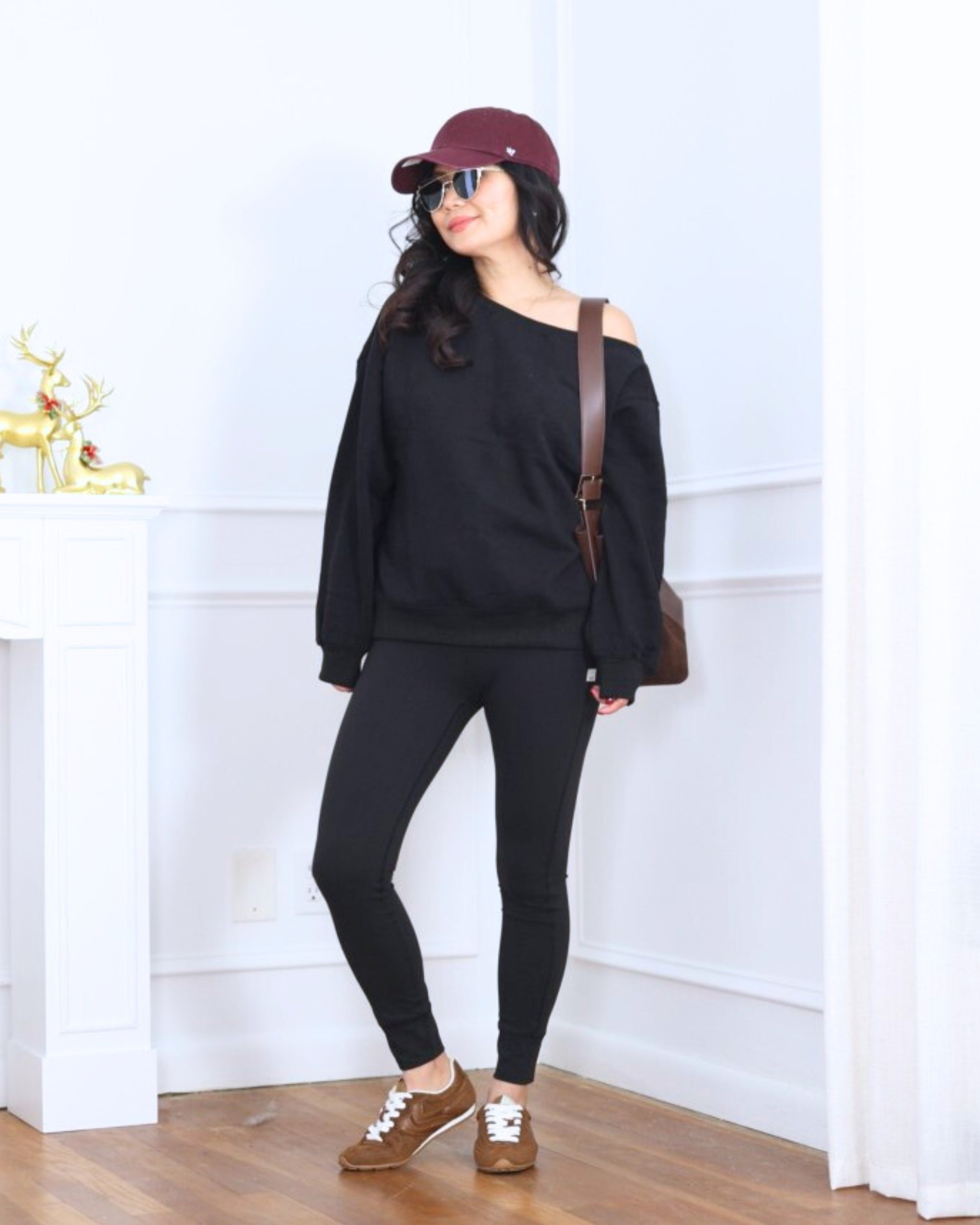 Off-shoulder sweater and cap from Amazon styled with Vuori leggings and Steve Madden sneakers for an effortlessly cool, comfy everyday look. I’m 5’2, wearing size XS.

#LTKOver40 #LTKPetite #LTKootd
