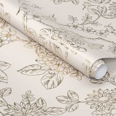 Metallic Tan Floral Toile Peel and Stick Wallpaper - Threshold™ | Target