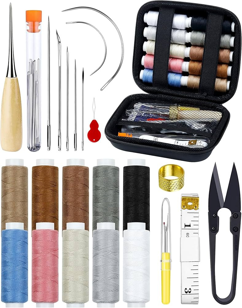 PLANTIONAL Upholstery Repair Sewing Kit, Heavy Duty Sewing Kit with Sewing Awl, Seam Ripper, Leat... | Amazon (US)