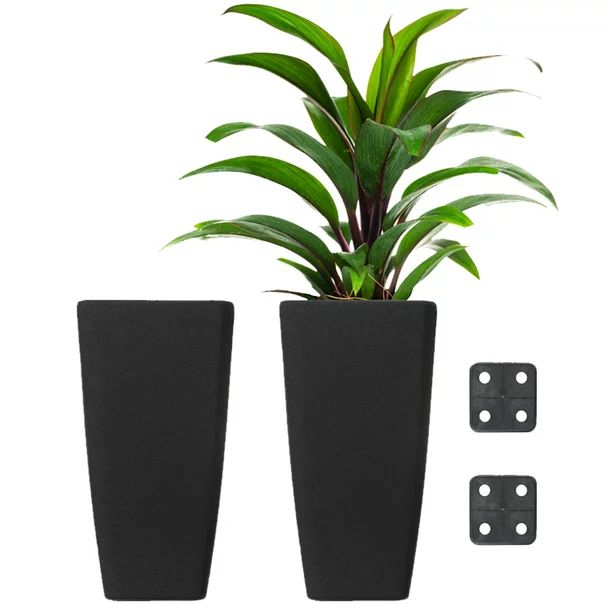 Stephan Roberts Tall Planters with Drainage Holes Planting Pots Set of 2 Black 22 in. - Walmart.c... | Walmart (US)