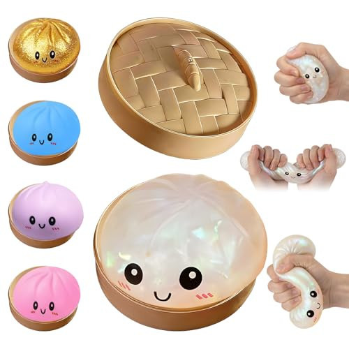 Flashing Dumplings,Soft and Cute Flashing Dumpling Toy,Dumpling Stress-Relieving Ball,Elastic Tabletop Toy,Soft and Squeezable Stress-Relieving Dough (White) | Amazon (US)