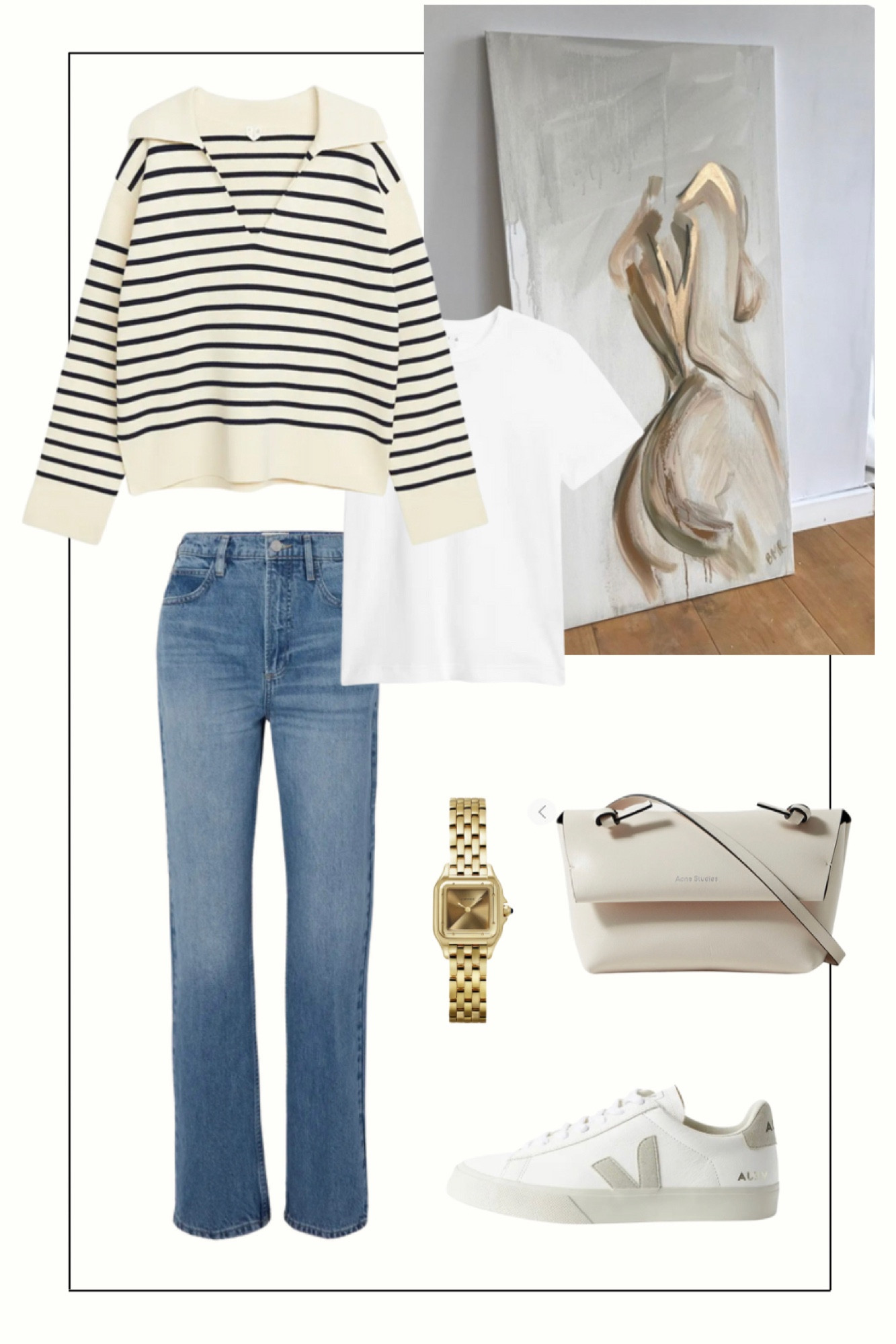 Spring Summer casual daytime outfit for women. Keep is classic with a lightweight stripe knit! Style this jumper with jeans and trainers for a neutral outfit. 

#LTKunder100 #LTKfit #LTKeurope