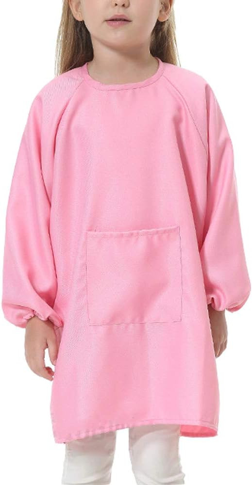 Kids Art Smock Long Sleeve with Pocket Child Chef Bib Apron for Kitchen Cooking Painting | Amazon (US)