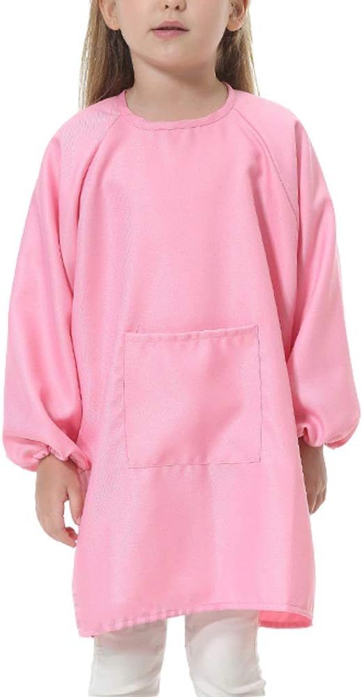 Kids Art Smock Long Sleeve with Pocket Child Chef Bib Apron for Kitchen Cooking Painting | Amazon (US)