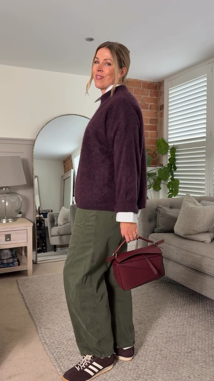 
East everyday look. 

3 leg length in these barrel leg trousers. 

I’m wearing a 14 long  
My burgundy sweater is last season so I linked up a similar  

Personal style over 40, Elevated everyday outfits, Chic wardrobe staples, Modern mum style, Effortless outfit ideas, How to wear trends at 40+, chic mum outfit, smart casual style, mid week mum outfit.

#LTKautumn #LTKuk #LTKwinter