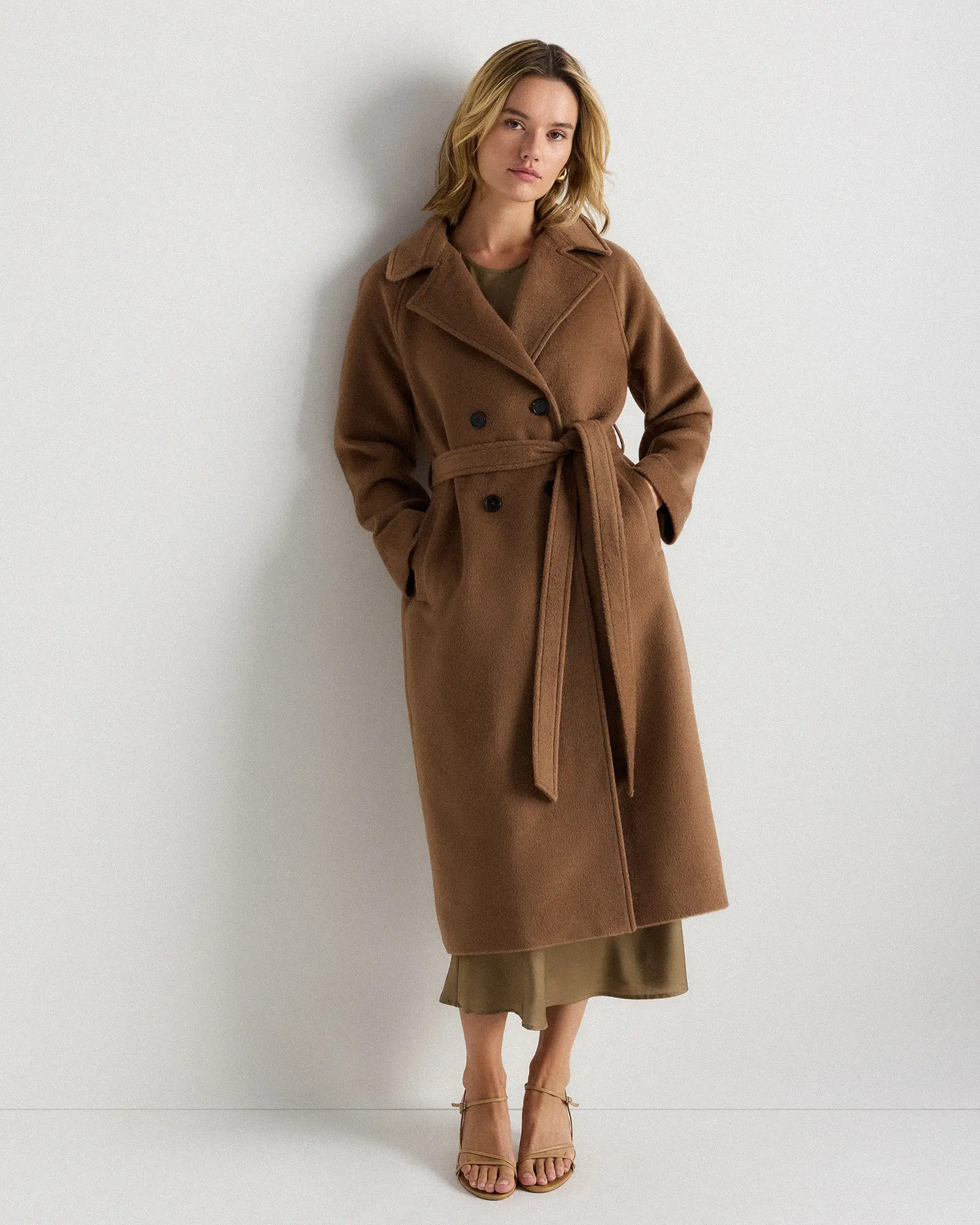 Camel Hair Double-Breasted Long Wrap Coat | Quince