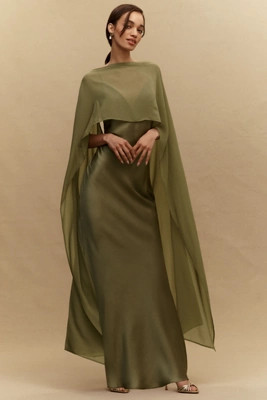 BHLDN Chiffon Cape Maxi Dress | Anthropologie (US)