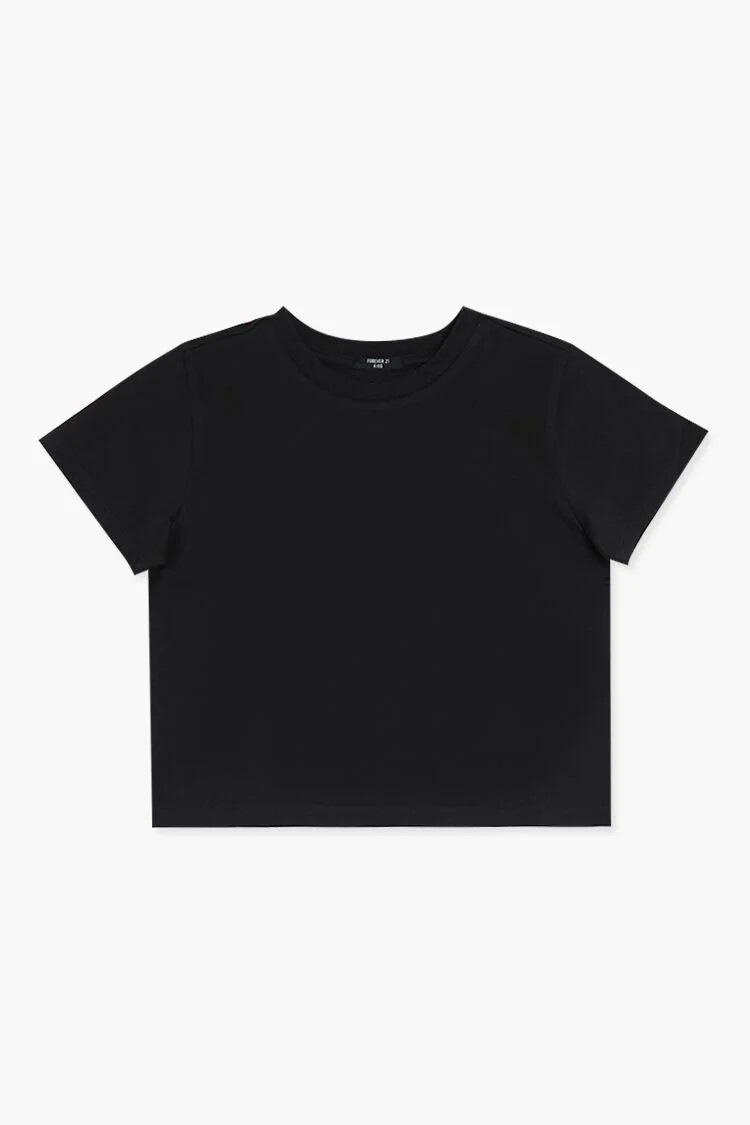 Girls Cotton Crew T-Shirt (Kids) in Black, 5/6 | Forever 21