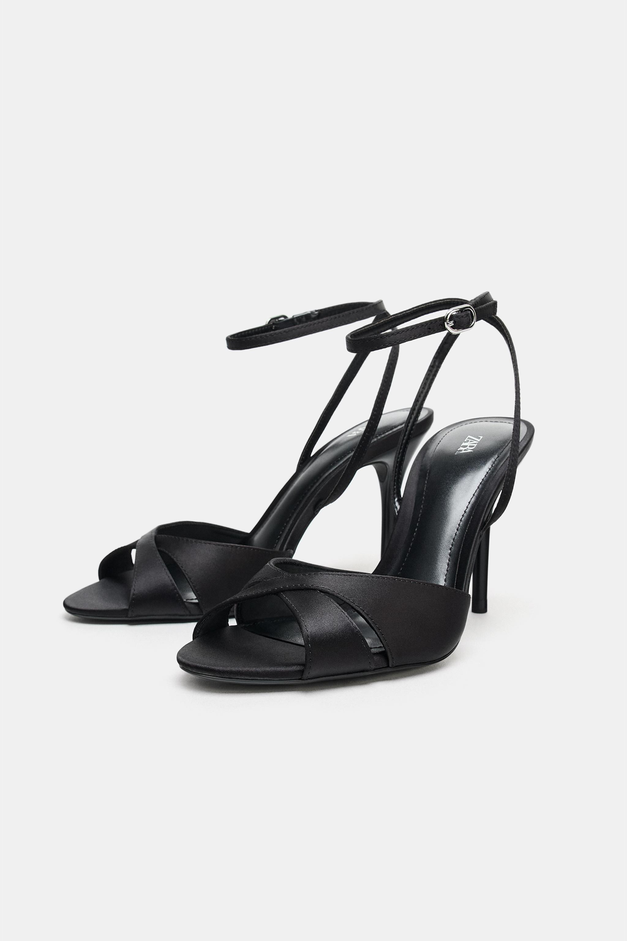 SATIN EFFECT HEELED SANDALS | Zara US