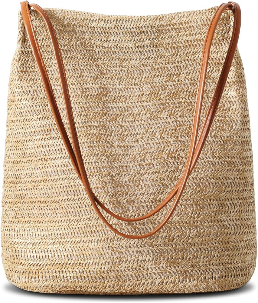 Tavaleu Straw Beach Bags for Women, Tote Handbag Shoulder Bag for Women, Beach Straw Purse Bucket... | Amazon (US)