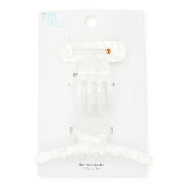 Time and Tru Women's Hair Claw Clips, 3-Pack | Walmart (US)